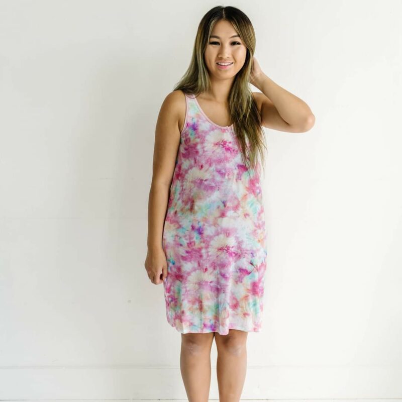 Little Sleepies Cotton Candy Tie Dye Women's Bamboo Tank Nightgown