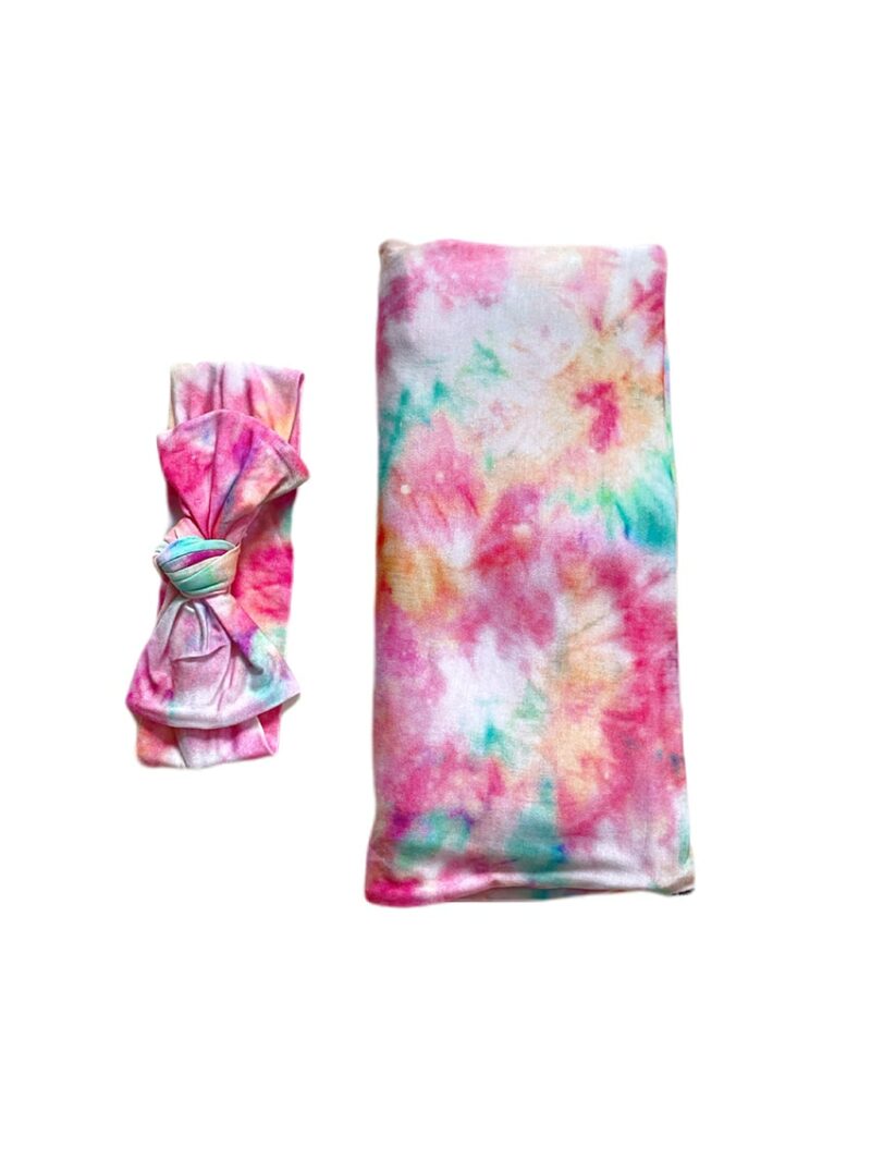 Little Sleepies Cotton Candy Tie Dye Bamboo Swaddle & Headband Set