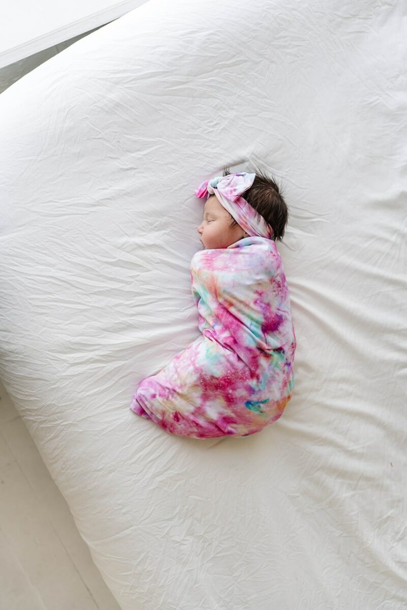 Little Sleepies Cotton Candy Tie Dye Bamboo Swaddle & Headband Set