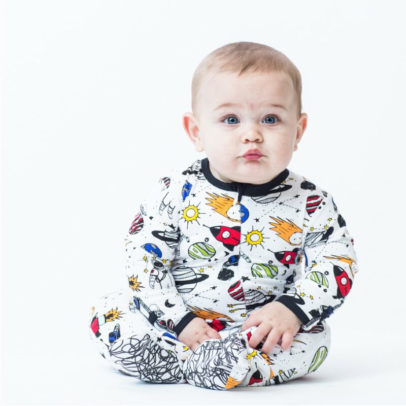 Peregrine Kidswear Space Doodle Bamboo Footed Sleeper