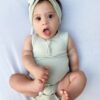 Kyte BABY Sleeveless Bodysuit in Aloe