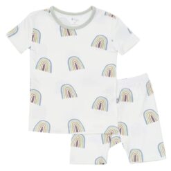 Kyte BABY Short Sleeve Toddler Pajama Set in Aloe Rainbow
