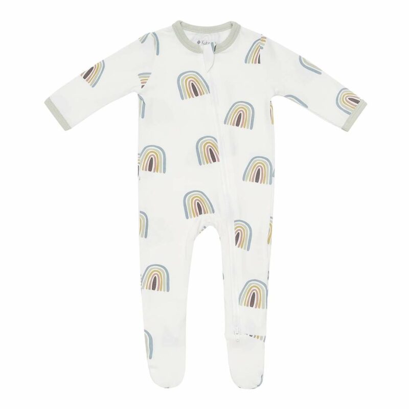 Kyte BABY Zippered Footie in Aloe Rainbow Blossom