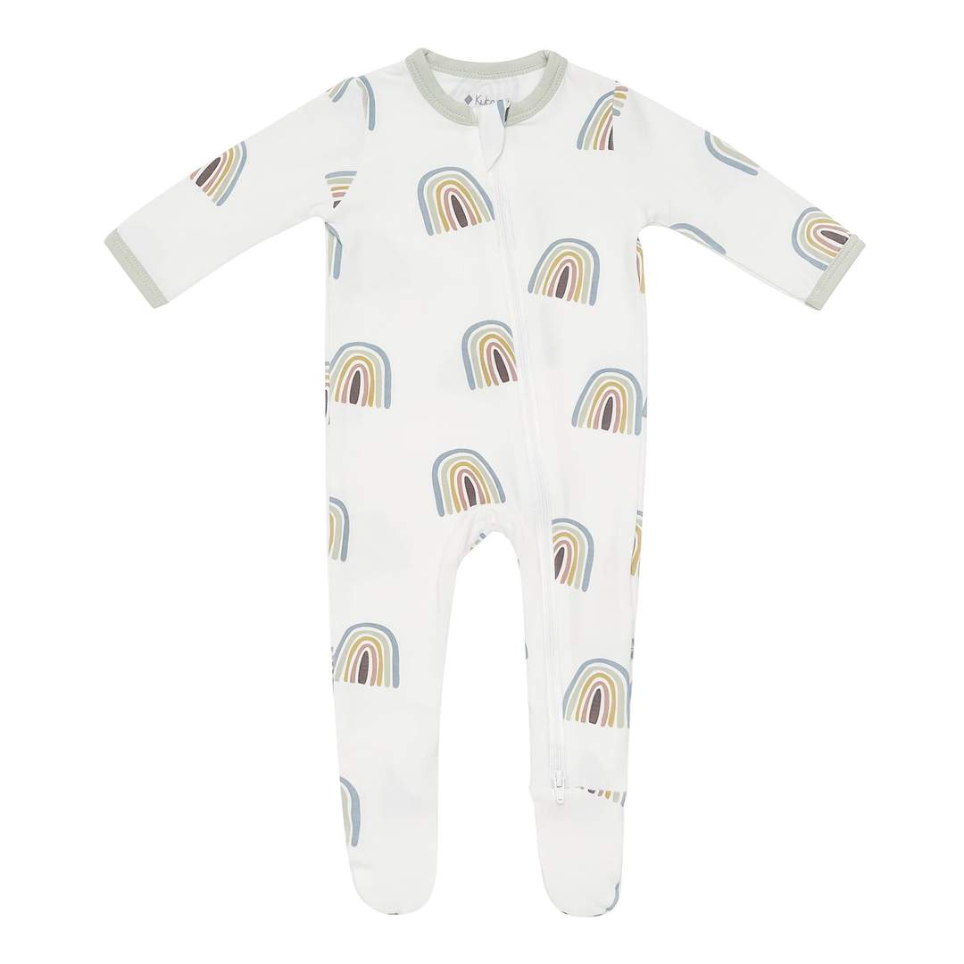 Kyte BABY Zippered Footie in Aloe Rainbow Blossom