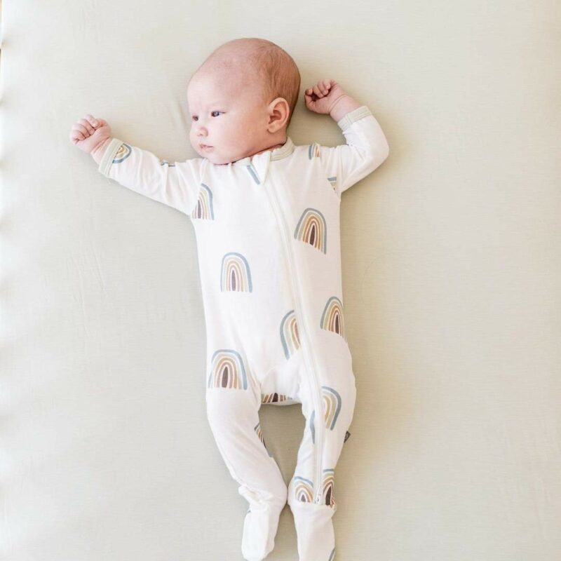 Kyte BABY Zippered Footie in Aloe Rainbow Blossom