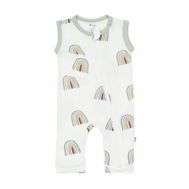 Kyte BABY Zippered Sleeveless Romper in Aloe Rainbow Blossom