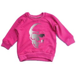 Portage and Main Skull Raglan Bamboo Sweatshirt in Bright Pink