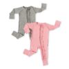 Little Sleepies Solid Ruffle Zippy Gift Box in Heather Gray and Bubblegum