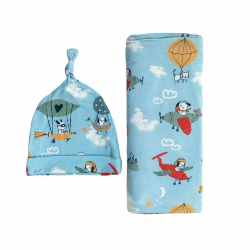 Little Sleepies Fly Away With Me Bamboo Swaddle & Hat Set