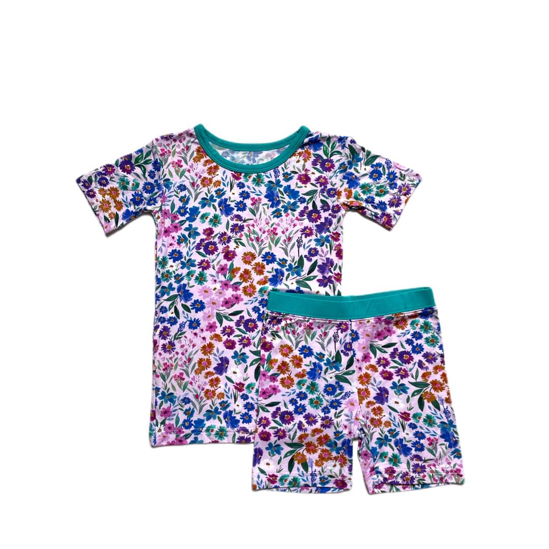 Little Sleepies Sweet Pea Floral Short Sleeve and Shorts Bamboo Viscose ...