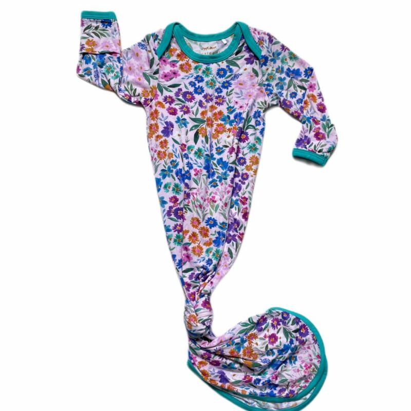Little Sleepies Sweet Pea Floral Bamboo Viscose Infant Knotted Gown