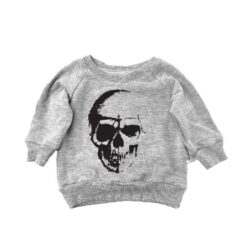 Portage and Main Skull Raglan Bamboo Sweatshirt in Grey