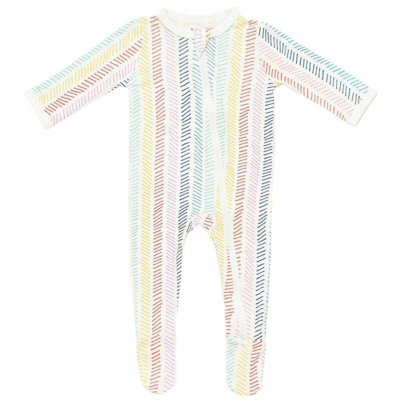 Kyte BABY Zippered Footie in Herringbone Blossom