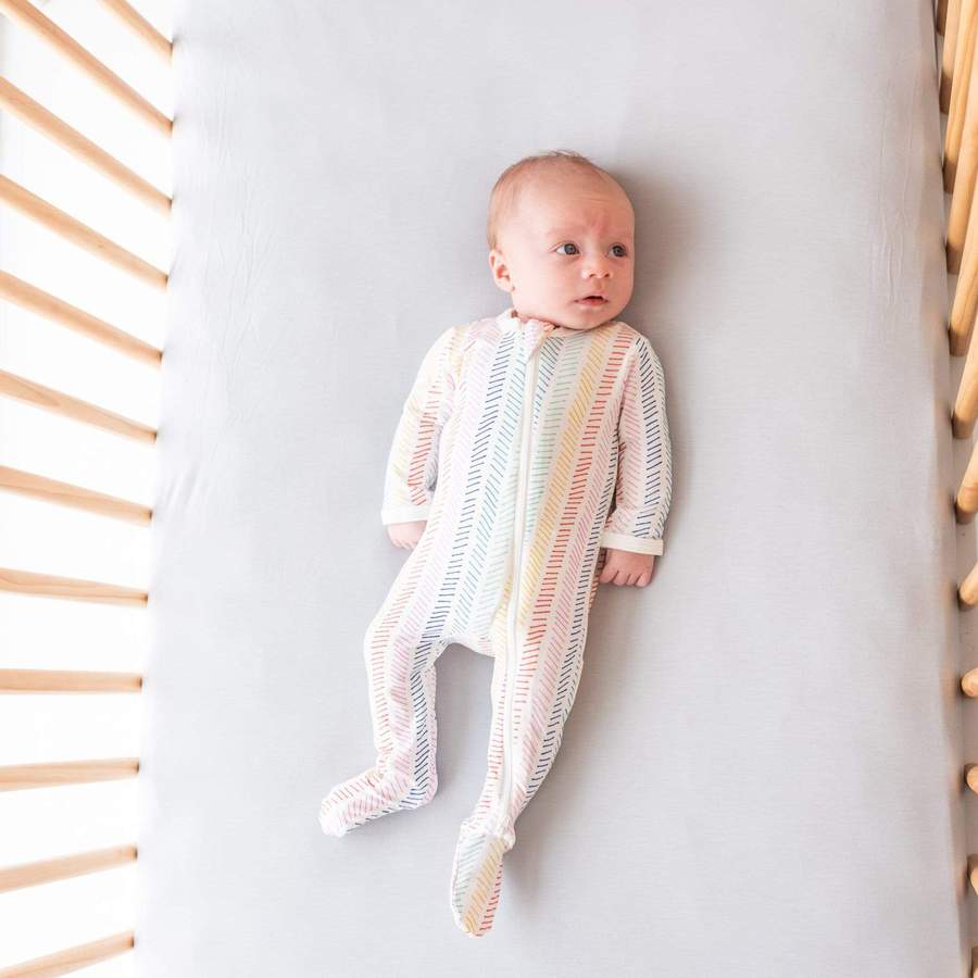 Kyte BABY Zippered Footie in Herringbone Blossom