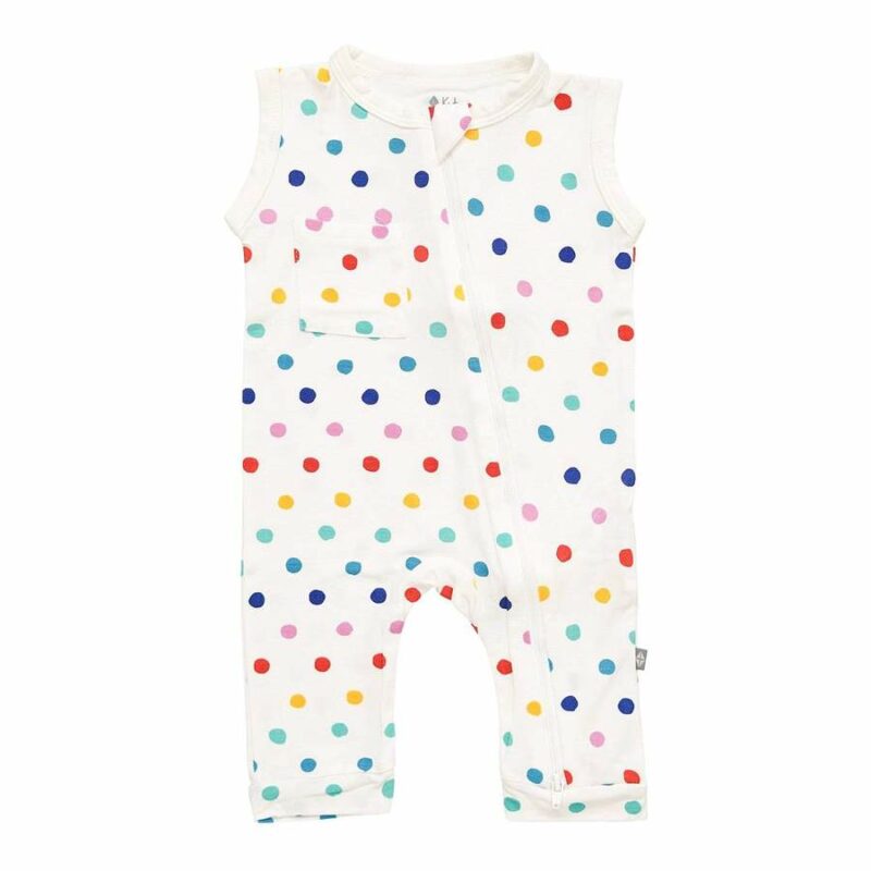 Kyte BABY Zippered Sleeveless Romper in Polka Dots