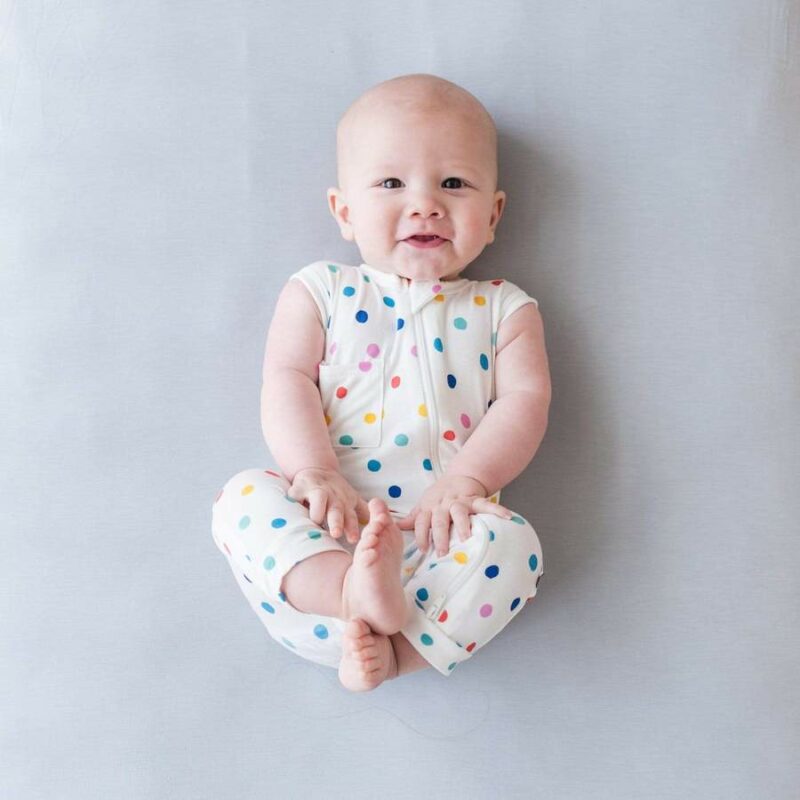 Kyte BABY Zippered Sleeveless Romper in Polka Dots