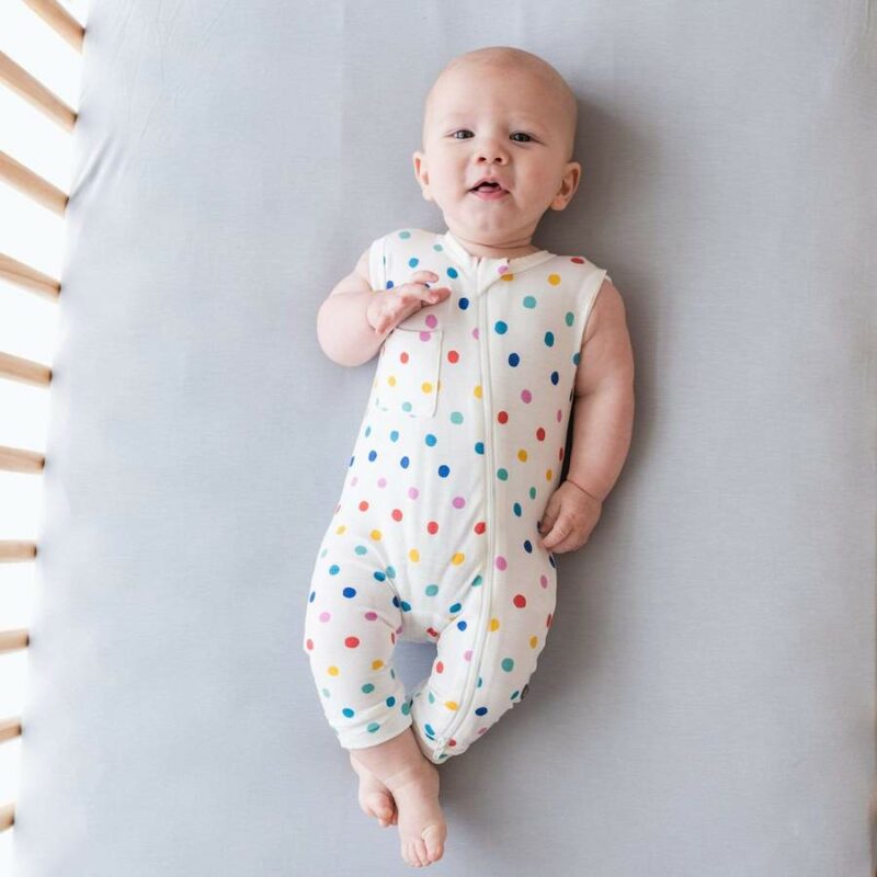 Kyte BABY Zippered Sleeveless Romper in Polka Dots