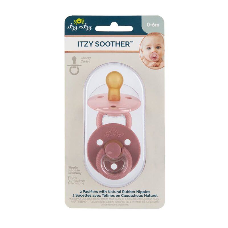 Itzy Ritzy Itzy Soother Natural Rubber Pacifier Set in Blossom + Rosewood Pink