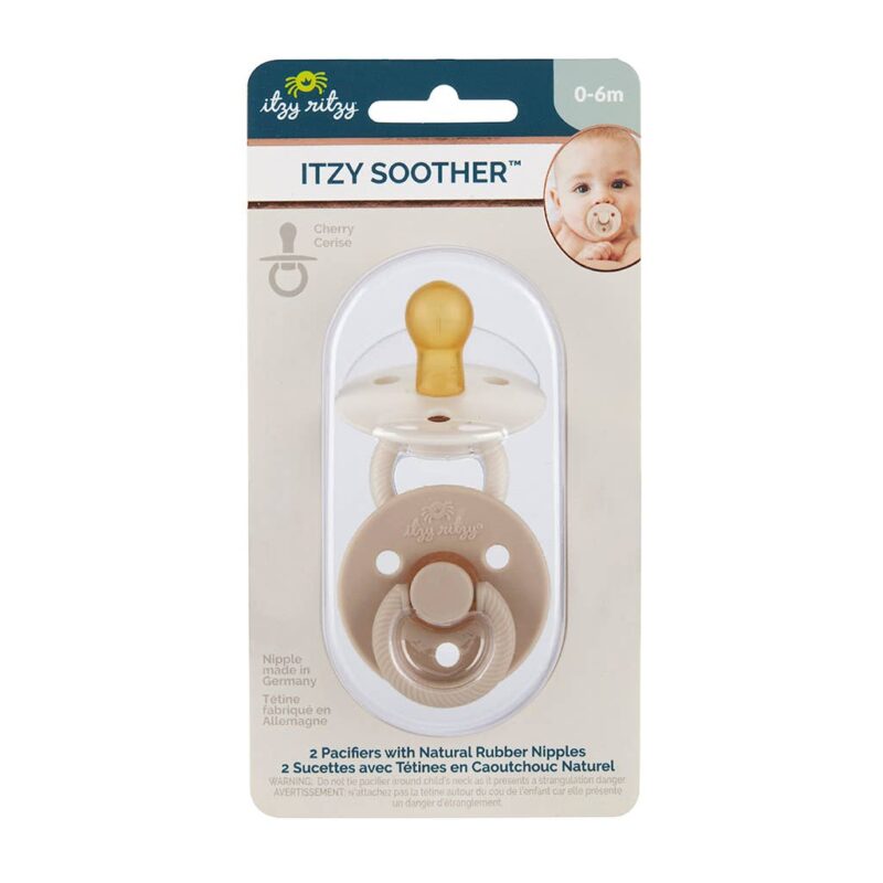 Itzy Ritzy Itzy Soother Natural Rubber Pacifier Set in Coconut + Toast