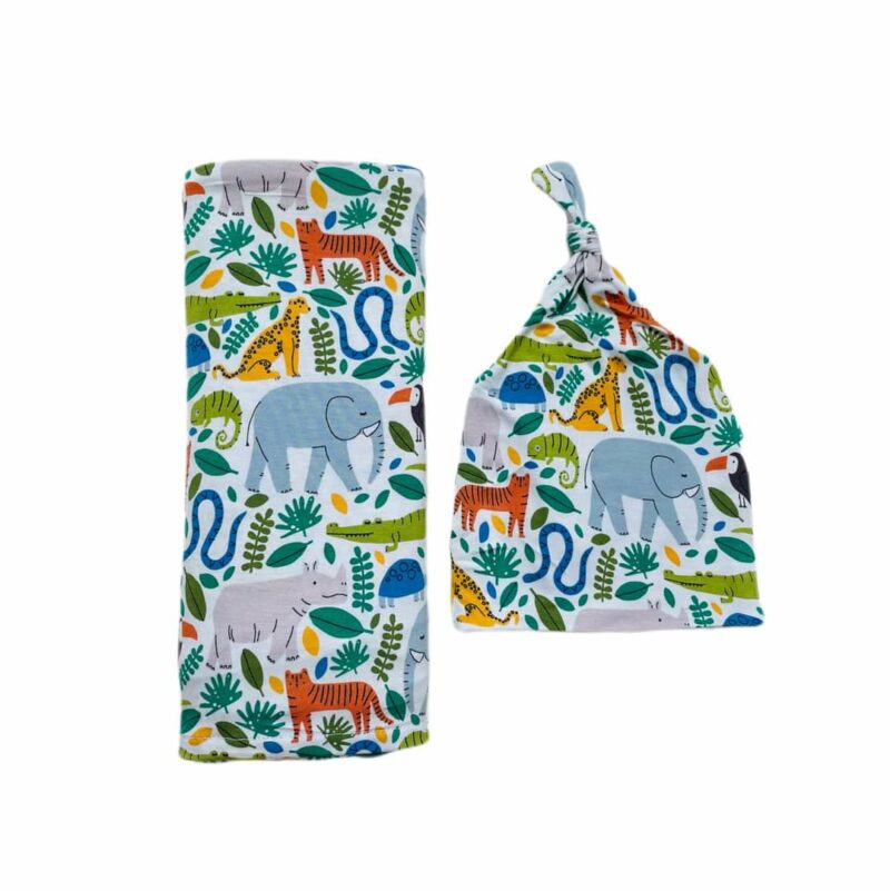 Little Sleepies Jungle Safari Swaddle & Hat Set