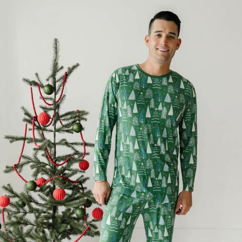 Little Sleepies Green Twinkling Trees Men's Long-Sleeve Bamboo Viscose Pajama Top