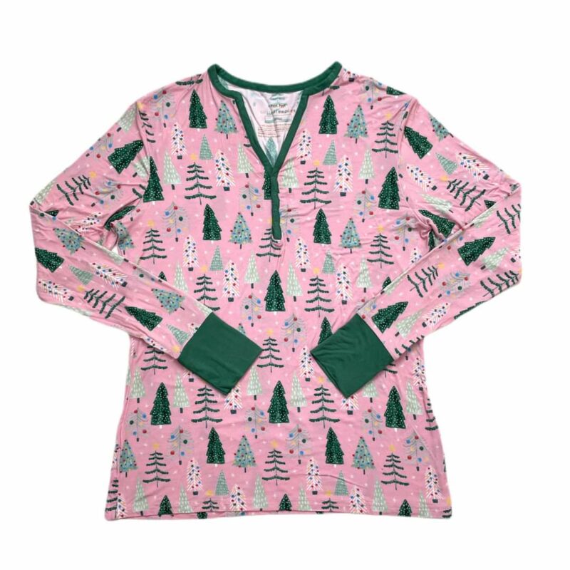 Little Sleepies Pink Twinkling Trees Women's Long-Sleeve Bamboo Viscose Top