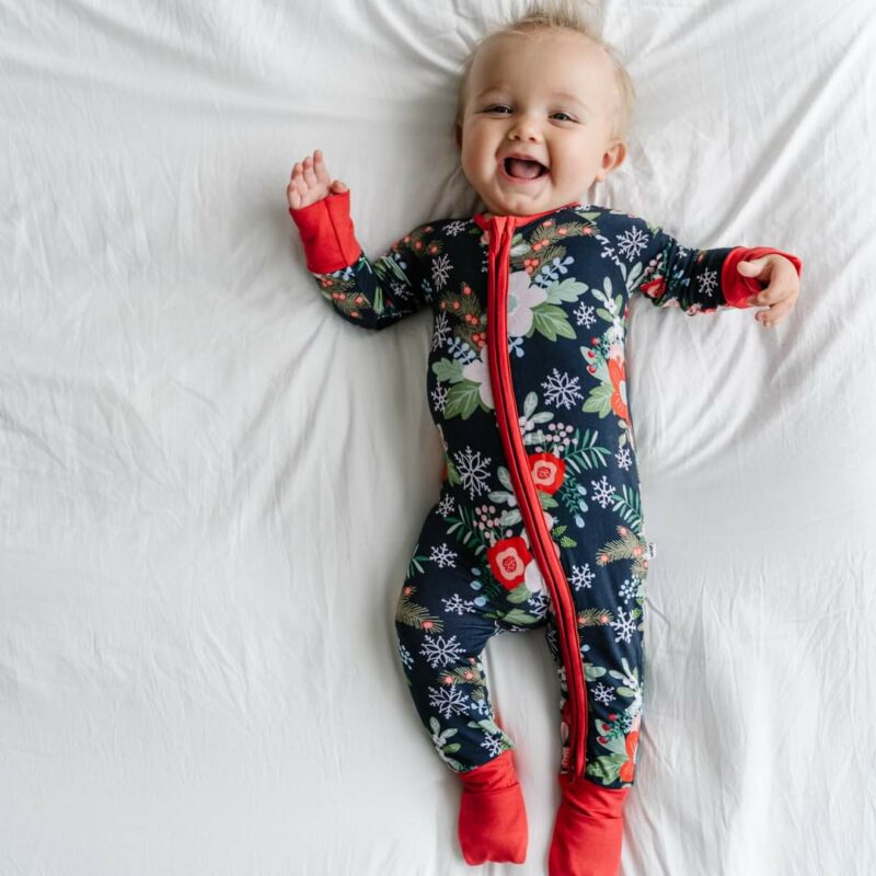 Little Sleepies Poinsettia Floral Bamboo Viscose Zippy Little Sleepies Poinsettia Floral Bamboo Viscose Zippy