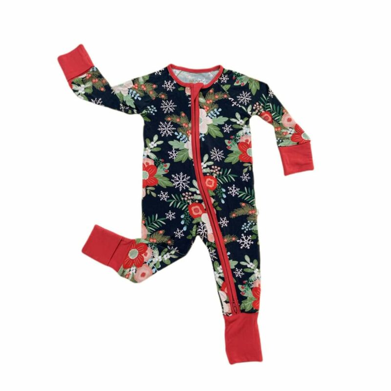 Little Sleepies Poinsettia Floral Bamboo Viscose Zippy Little Sleepies Poinsettia Floral Bamboo Viscose Zippy