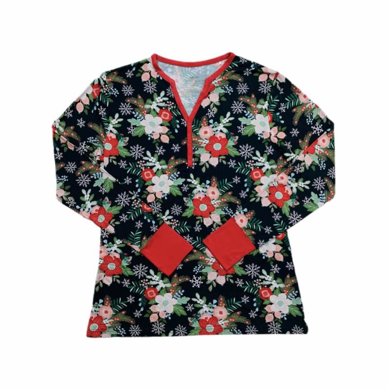 Little Sleepies Poinsettia Floral Women's Long-Sleeve Bamboo Viscose Pajama Top