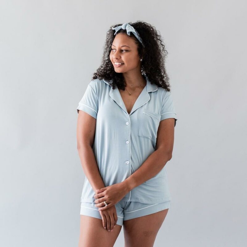 Kyte BABY Women's Short Sleeve Pajama Set in Fog