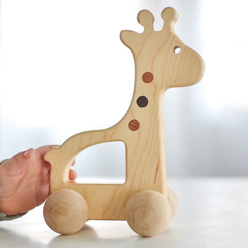 Bannor Toys Giraffe Wooden Push Toy