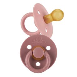 Itzy Ritzy Itzy Soother Natural Rubber Pacifier Set in Blossom + Rosewood Pink