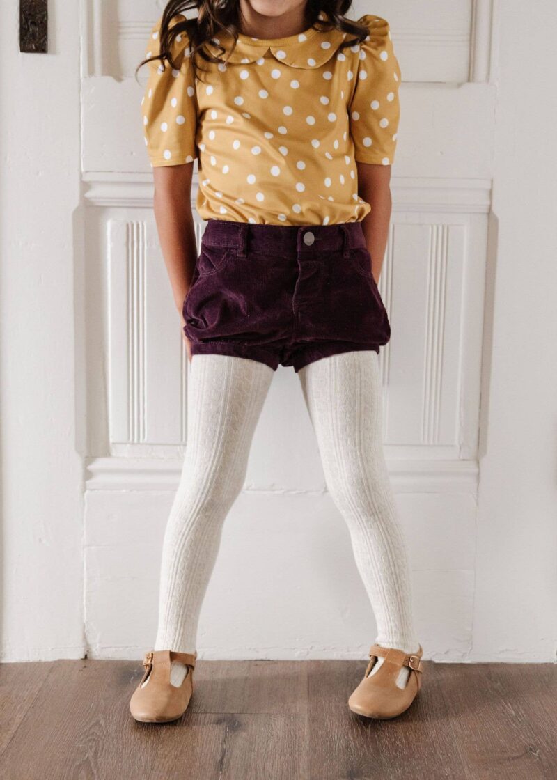 Little Stocking Co Heathered Ivory Cable Knit Tights