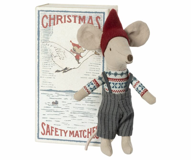 Maileg Christmas Big Brother Mouse in Matchbox