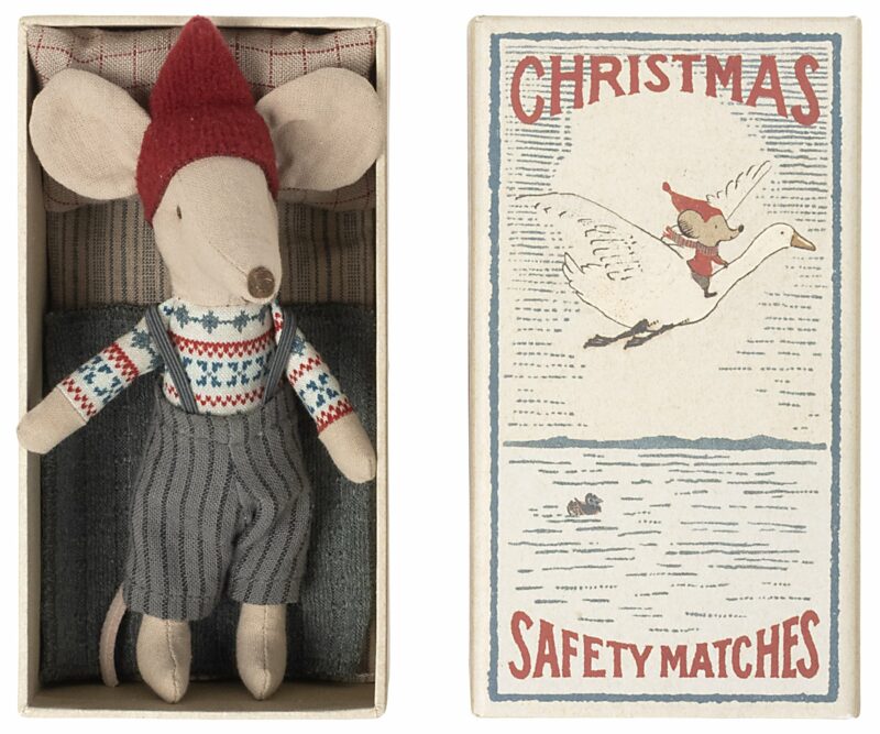 Maileg Christmas Big Brother Mouse in Matchbox