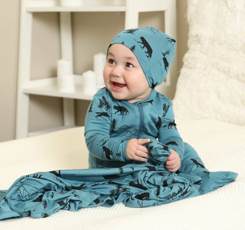 Silkberry Baby Call of the Wild Wolf Printed Bamboo Zippered Footie