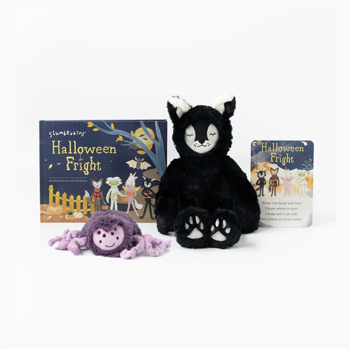 Slumberkins Black Cat Lynx Kin and Spider Mini Halloween Limited