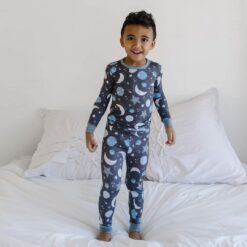 Little Sleepies To the Moon & Back Blue Two-Piece Bamboo Viscose Pajama Set