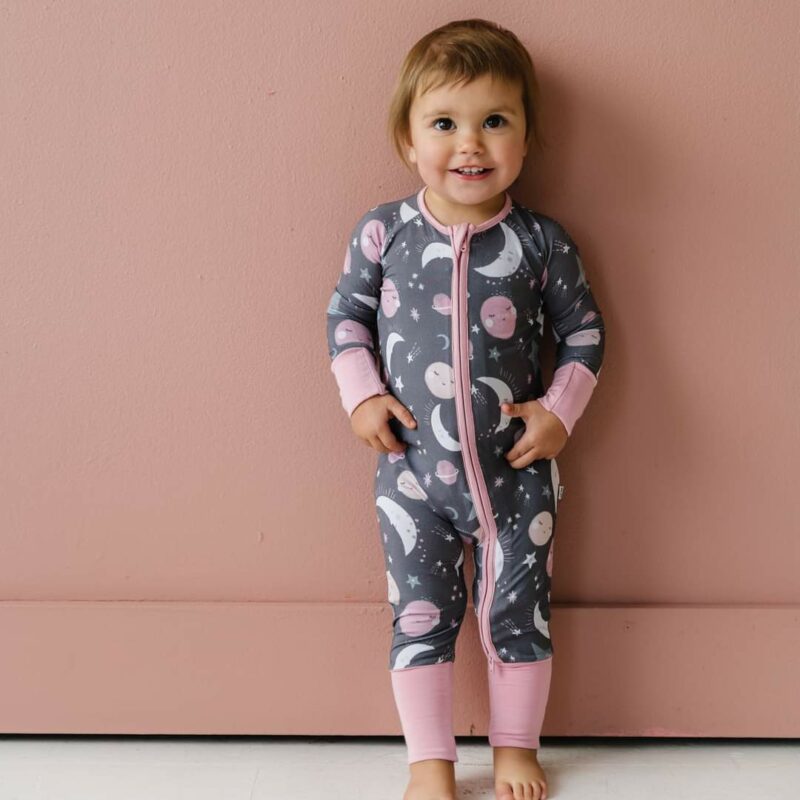Little Sleepies To the Moon & Back Pink Bamboo Viscose Zippy