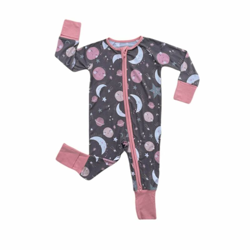 Little Sleepies To the Moon & Back Pink Bamboo Viscose Zippy