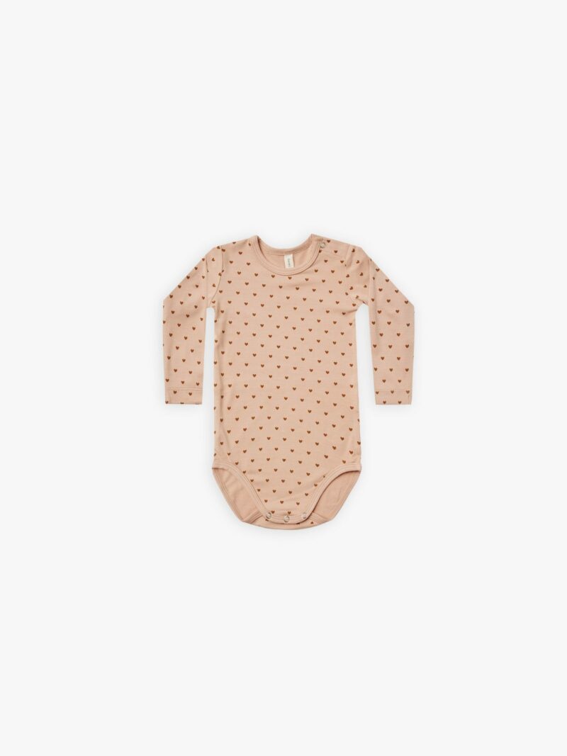 Quincy Mae Hearts Bamboo Longsleeve Bodysuit