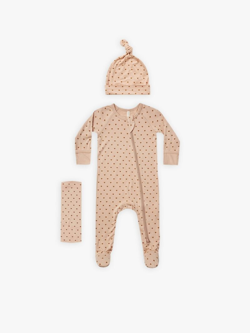 Quincy Mae Hearts Bamboo Layette Set