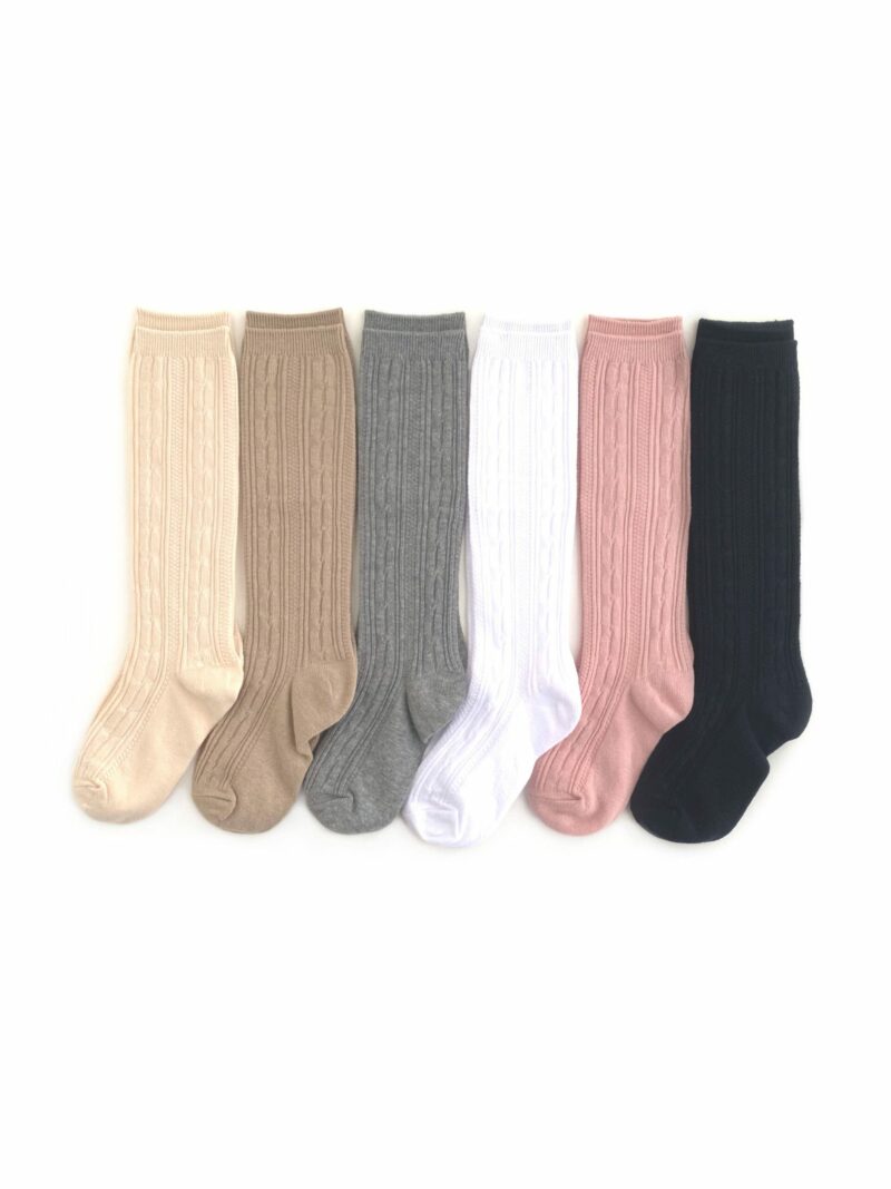 Little Stocking Co Neutrals Cable Knit Knee High Socks Bundle