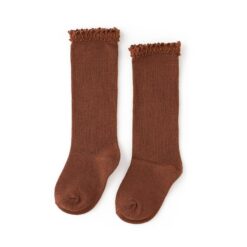 Little Stocking Co Brownie Lace Top Knee High Socks
