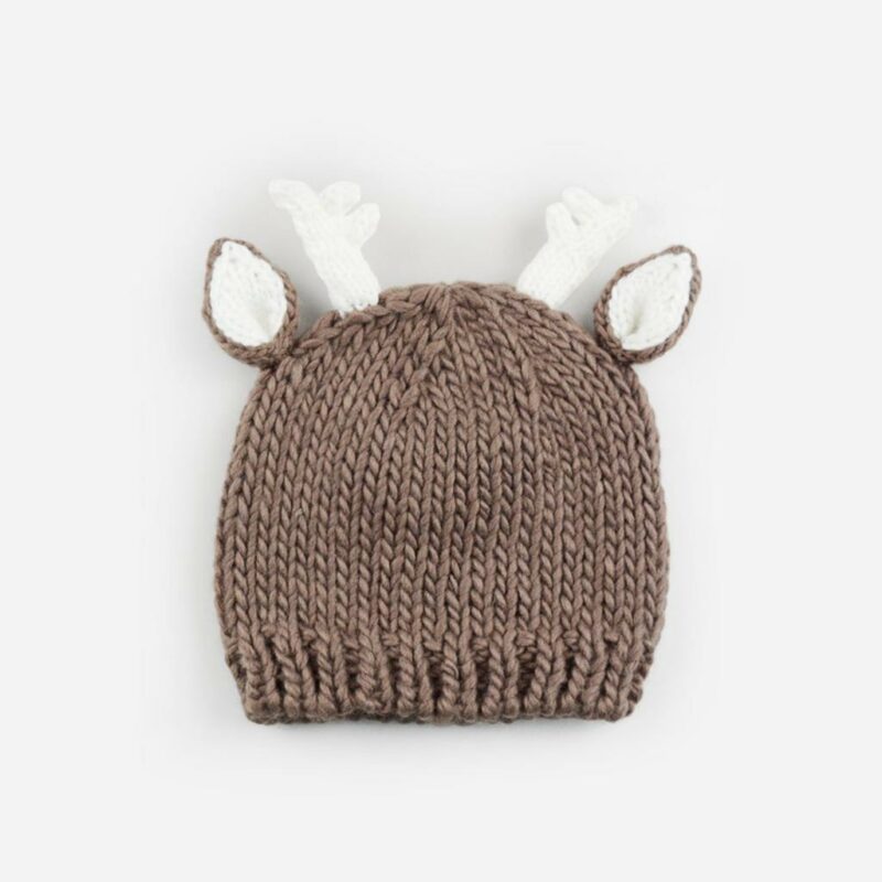 The Blueberry Hill Hartley Deer Hand Knit Hat in Tan