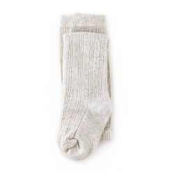 Little Stocking Co Heathered Ivory Cable Knit Tights