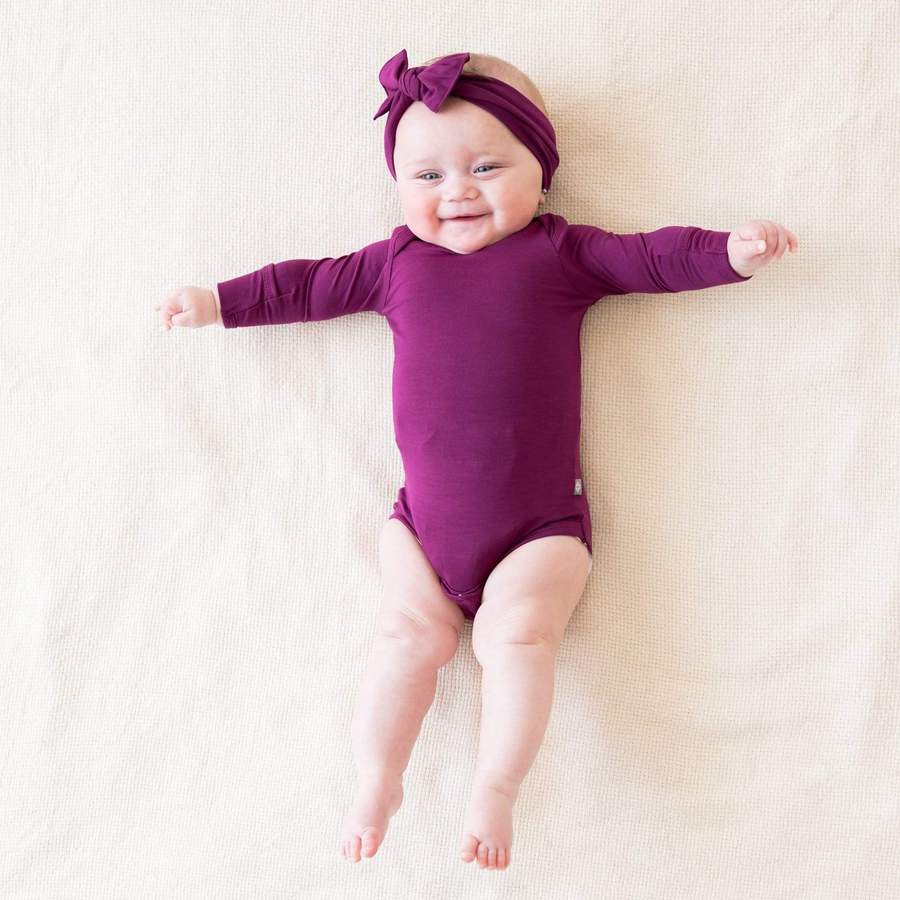 Kyte BABY Long Sleeve Bodysuit in Dahlia Blossom