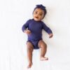 Kyte BABY Long Sleeve Bodysuit in Eggplant