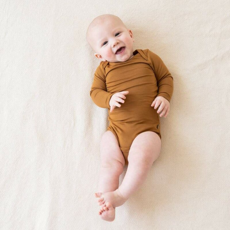 Kyte BABY Long Sleeve Bodysuit in Nutmeg