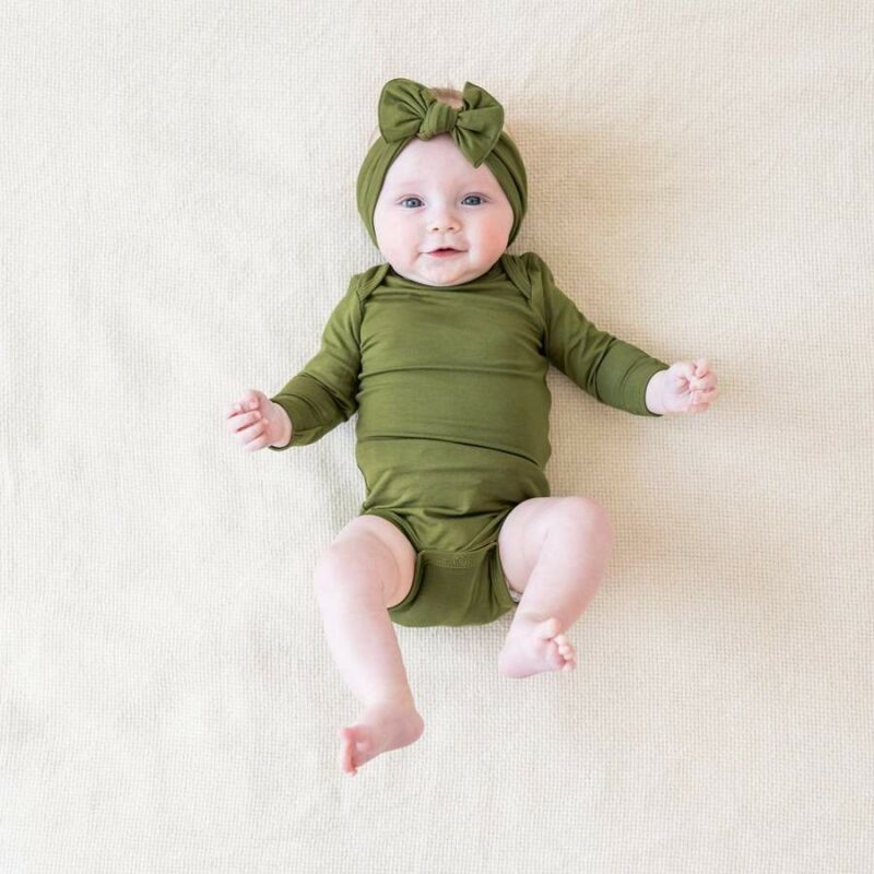 Kyte BABY Long Sleeve Bodysuit in Olive